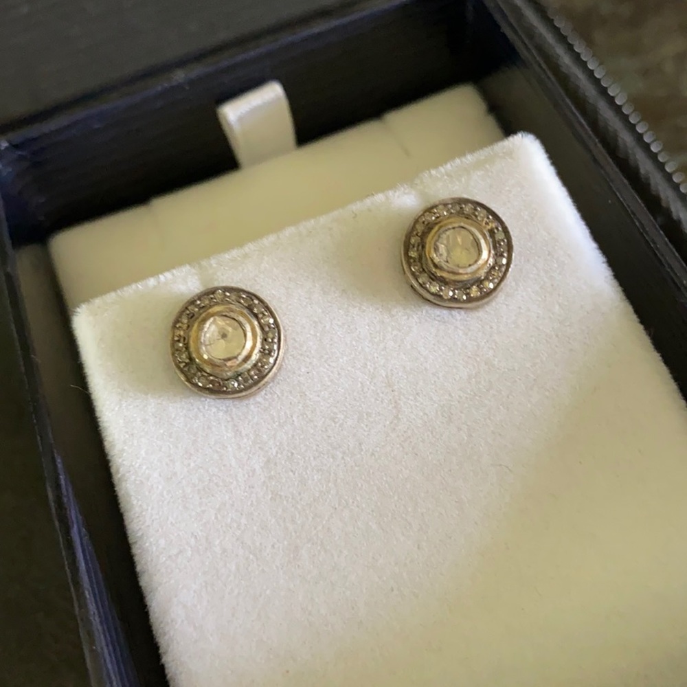 Pave Diamond Slice Stud Earrings